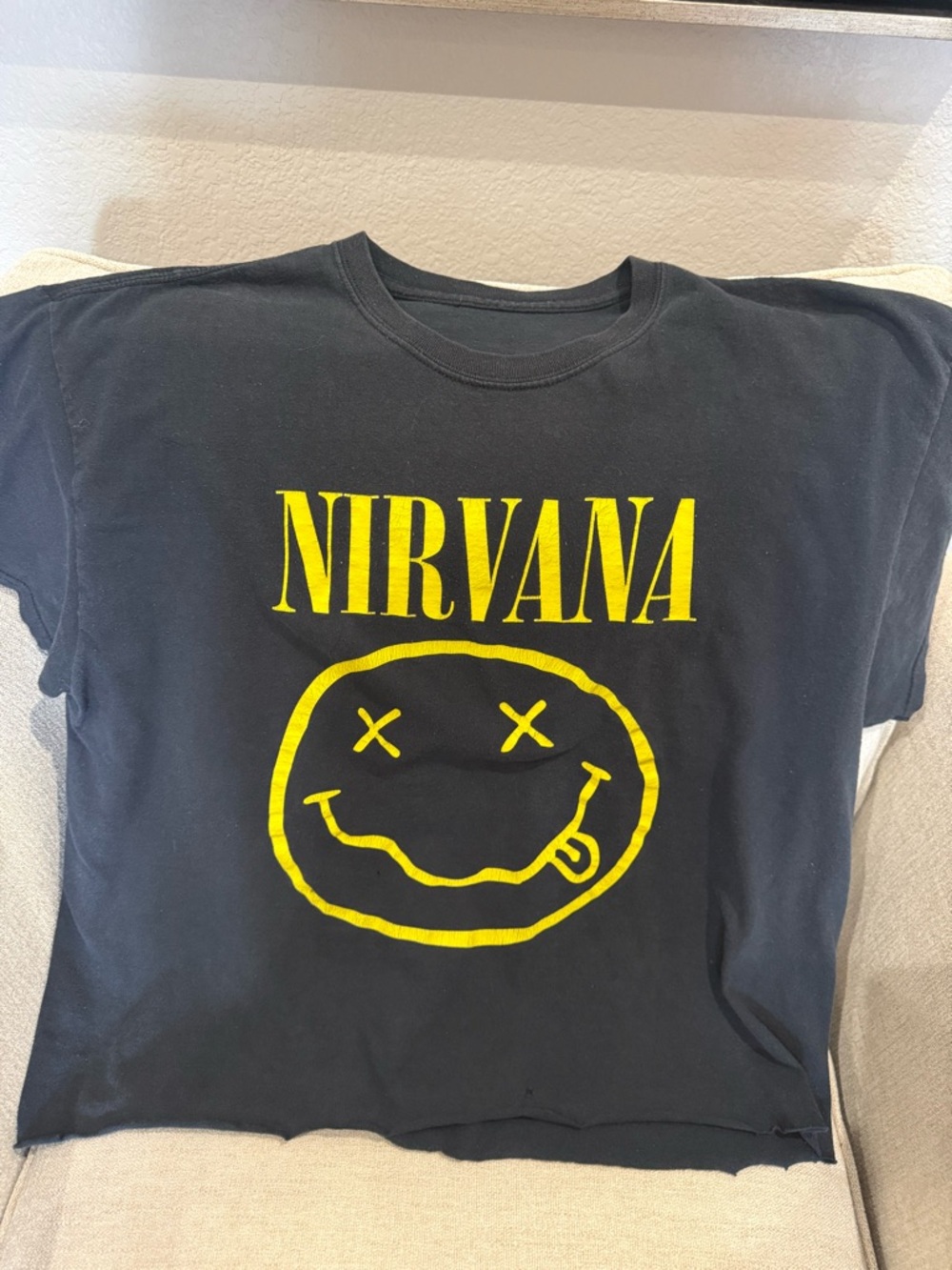 NIRVANA Black Tee with Yellow Smiley Logo